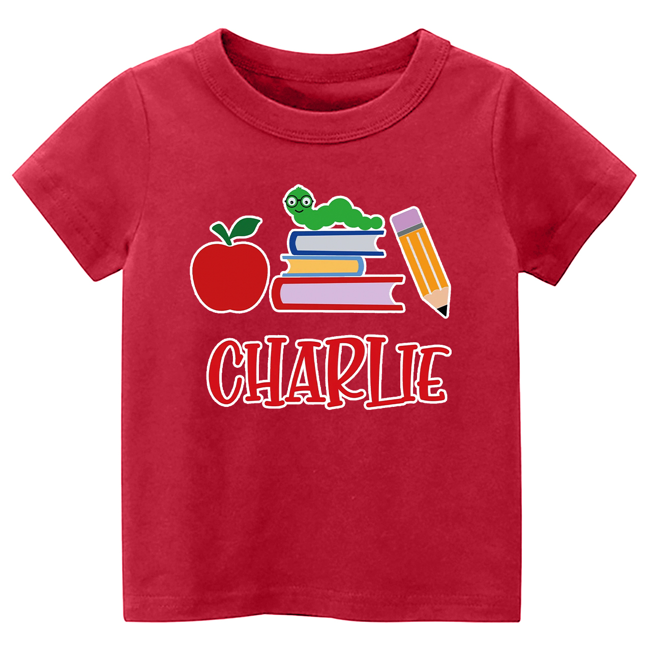 Personalized Apple Pencil Books School Kids Shirt