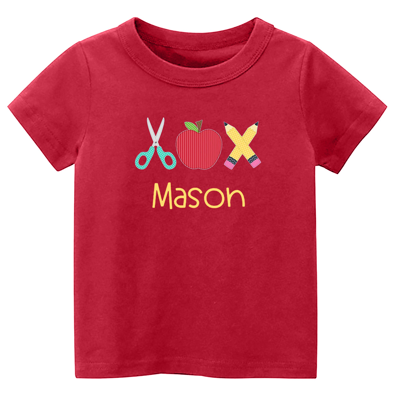 Personalized Back To School Scissors Apple Pencil Kids Shirt