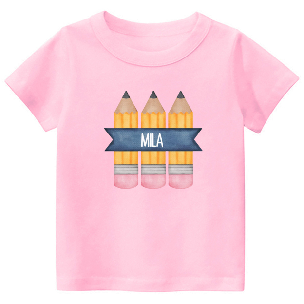 Personalized Back to School Pencil Name Kids Shirts