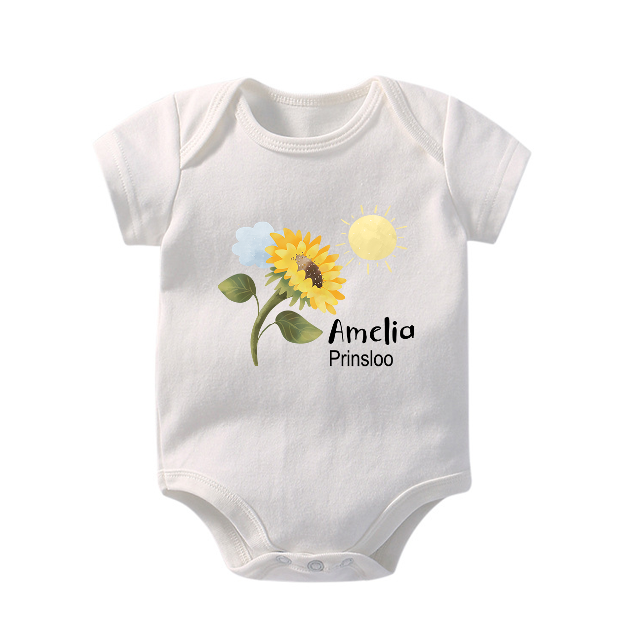 Personalized Sunflower Baby Bodysuit