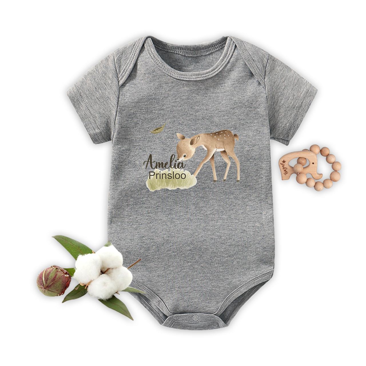 Personalized Deer Grazing Baby Bodysuit