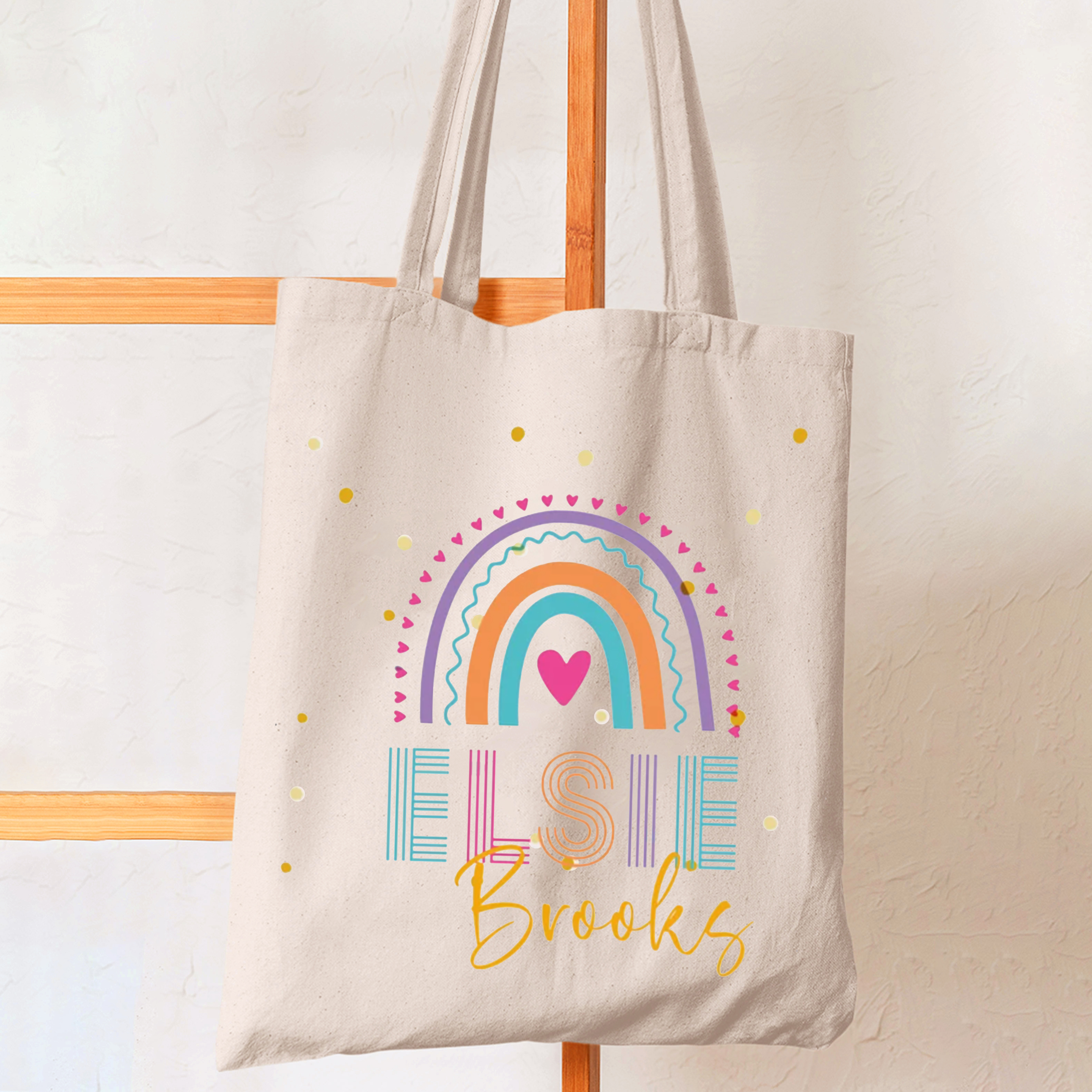 Personalized Line Kids Name School Tote Bag