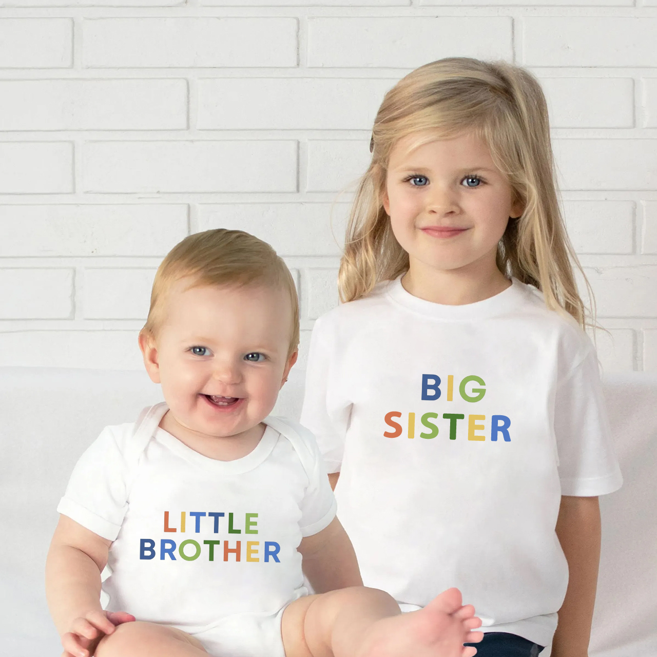 Colorful Brother & Sister Siblings Family Matching Tees