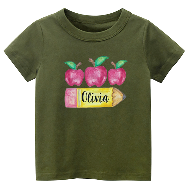 Personalized Back To School Shirt For Kids Apple Design