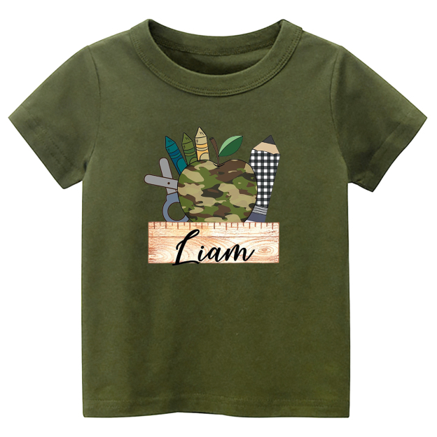 Personalized Camo Apple Plaid Pencil Tees