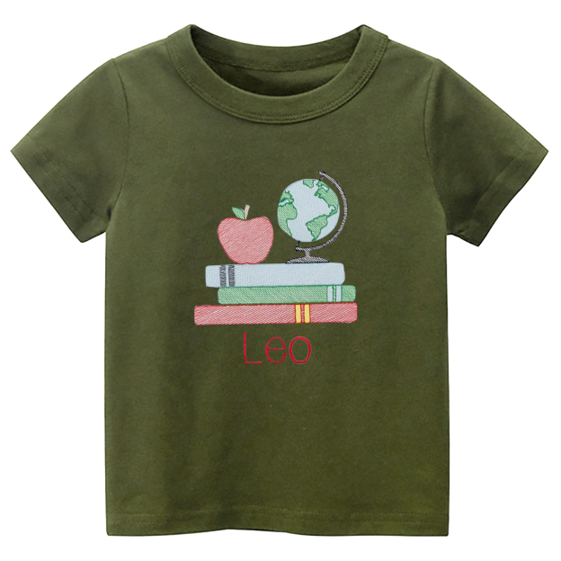 Vintage Globe Book Personalized Back to School T-Shirt