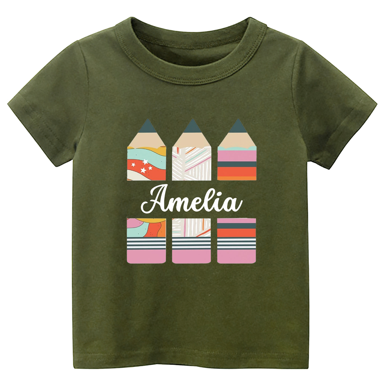 Personalized Geometric Retro Pencil Kids Shirts