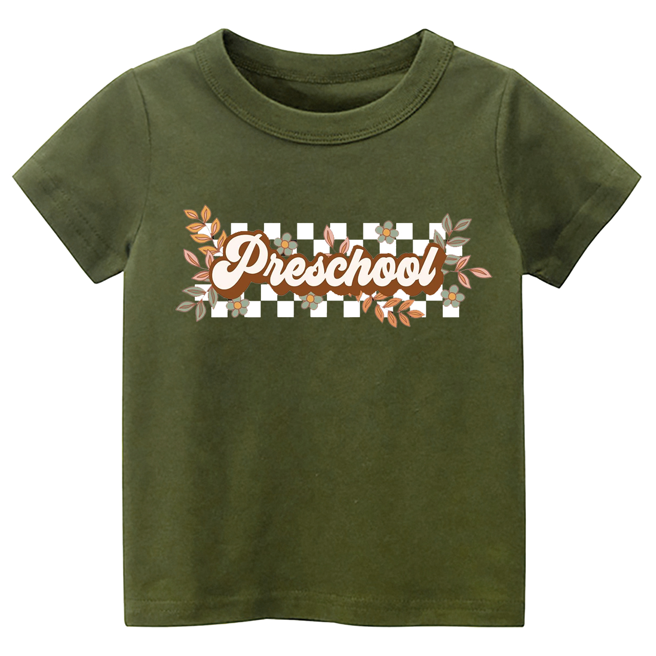 Natural Retro Floral Pre School T-shirt
