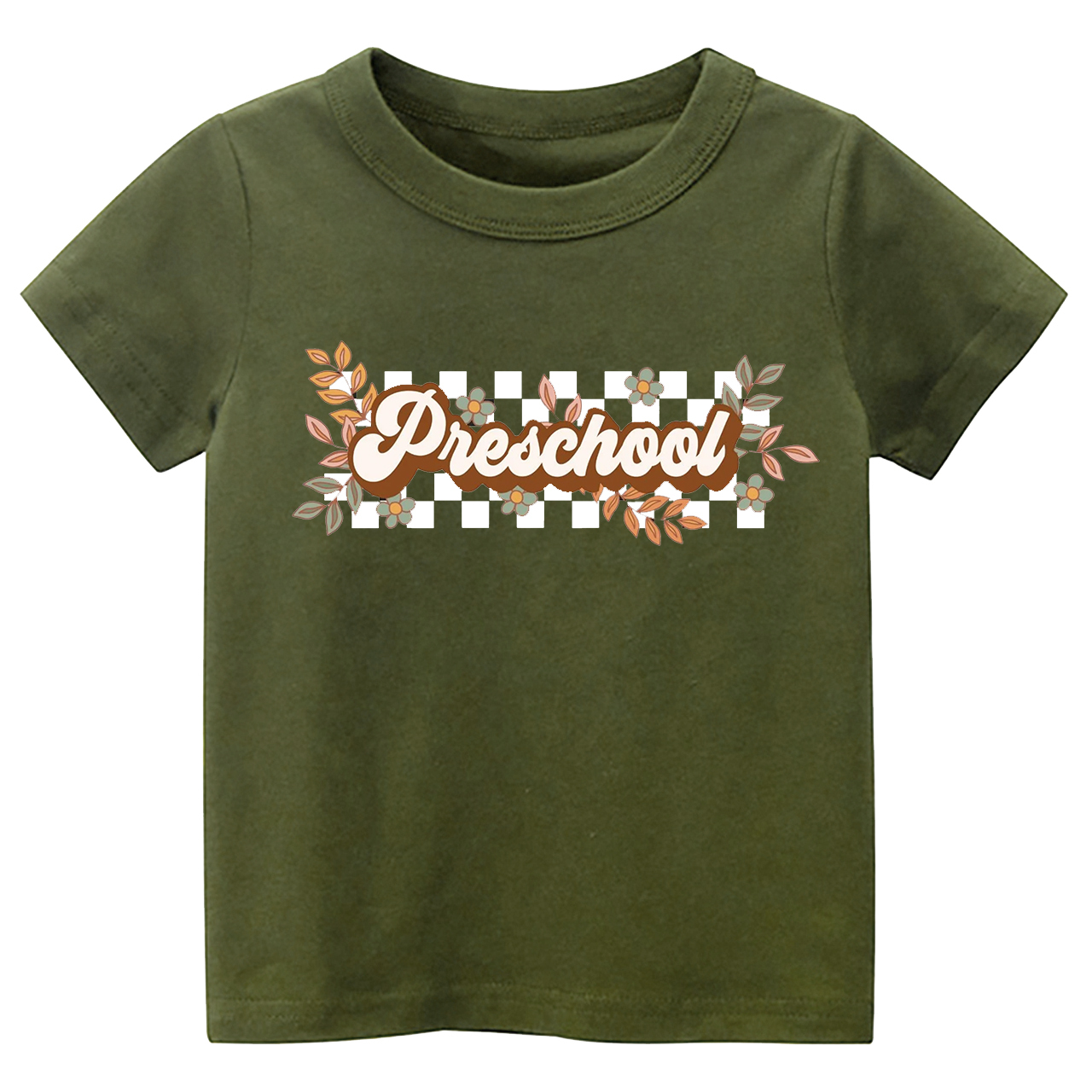 Natural Retro Floral Pre School T-shirt