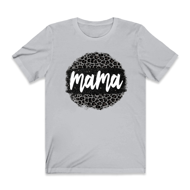 Black Leopard Mama Circle Retro T-Shirt
