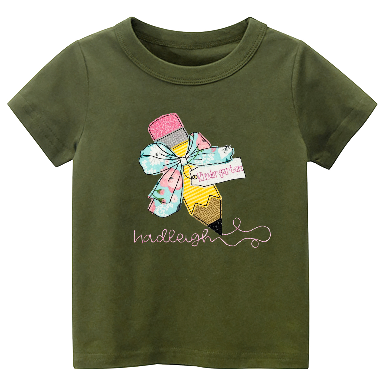 Personalized Pencil And Bow Back To School Shirt For Kids