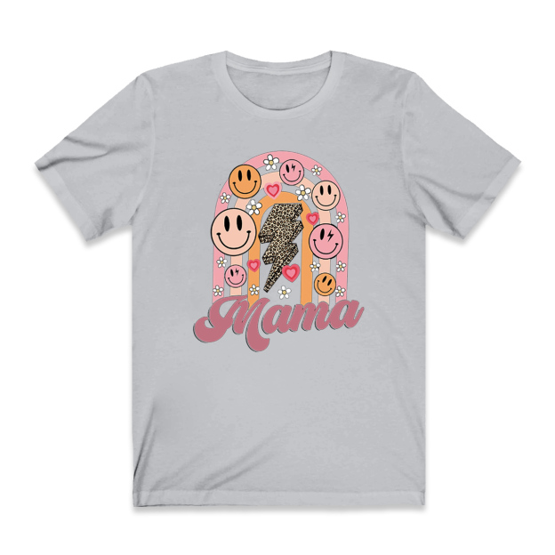 Retro Floral Heart Smiley Face Mama Tees
