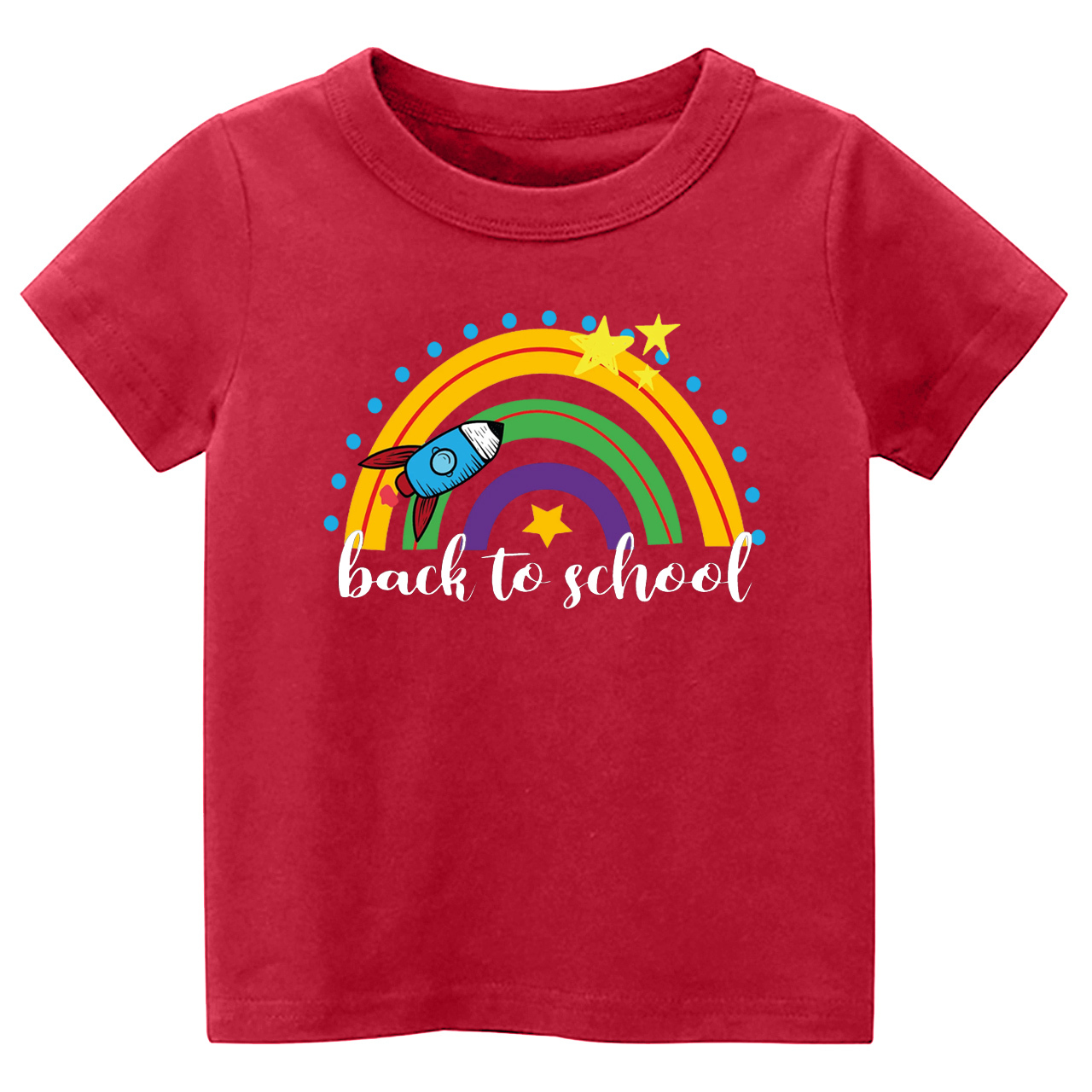 Rocket Rainbow Back To School Kids T-Shirt