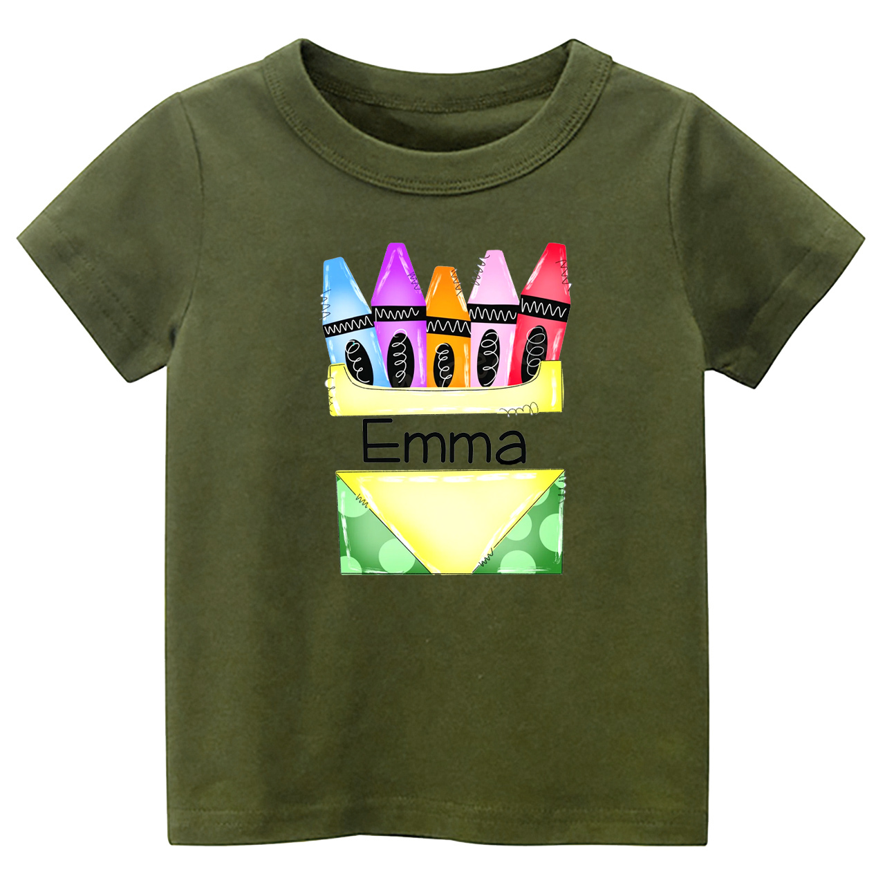 Back To School Kids Shirt-Personalized Crayon Name