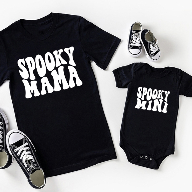 Halloween Spooky Mama Spooky Mini  Mom&Me Matching Shirt