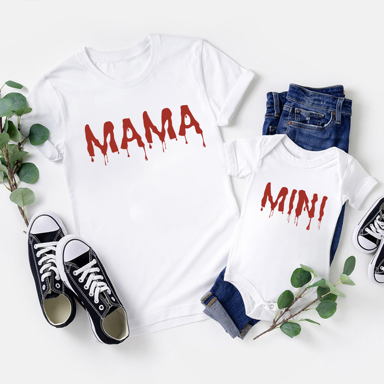 Halloween Blood Flow Mama Mini Mom&Me Matching Shirt