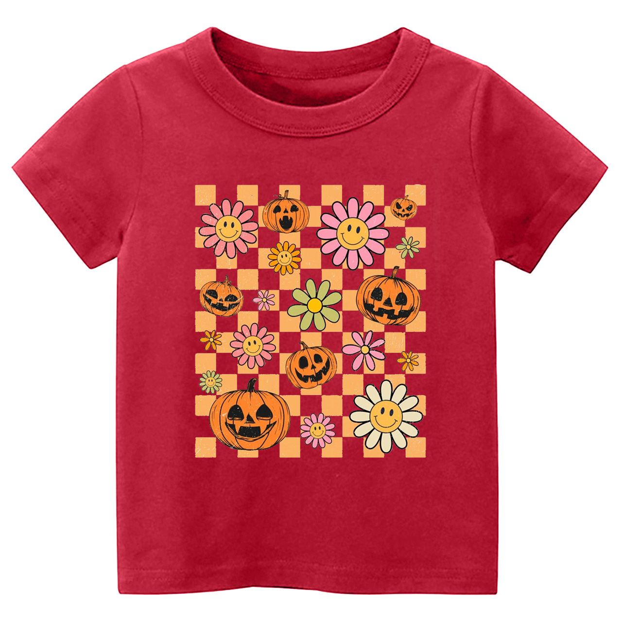 Retro Halloween Pumpkins Natural Kids Shirts