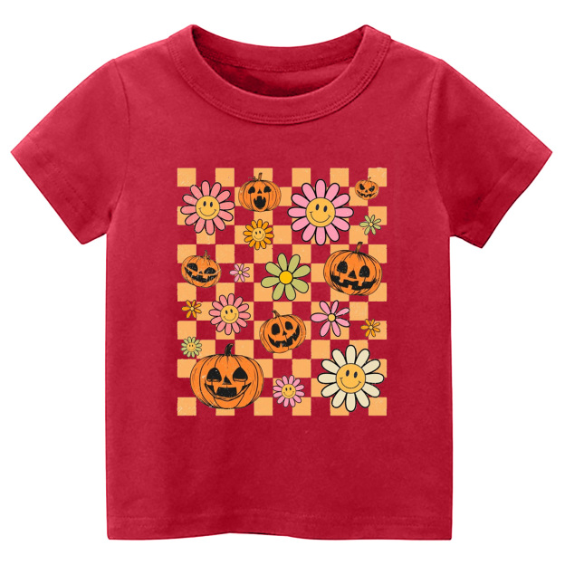 Retro Halloween Pumpkins Natural Kids Shirts