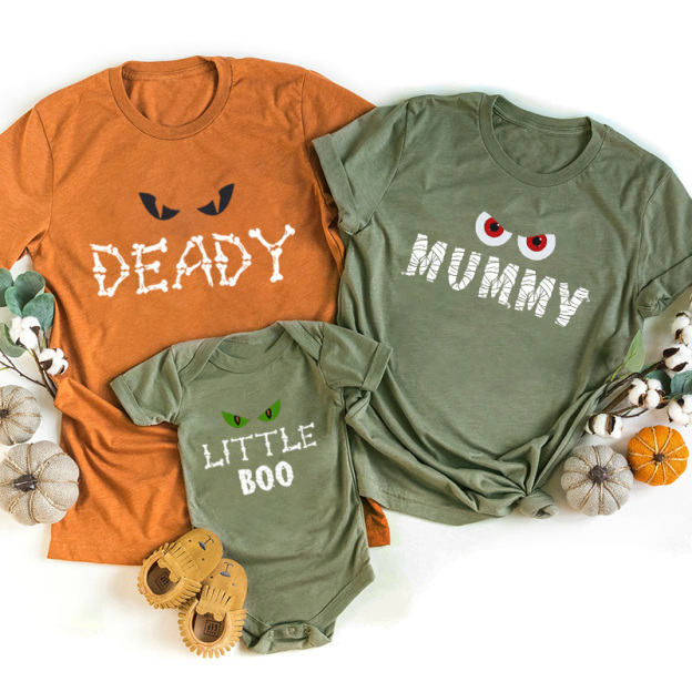 Halloween Funny Group Monsters Family T-Shirt