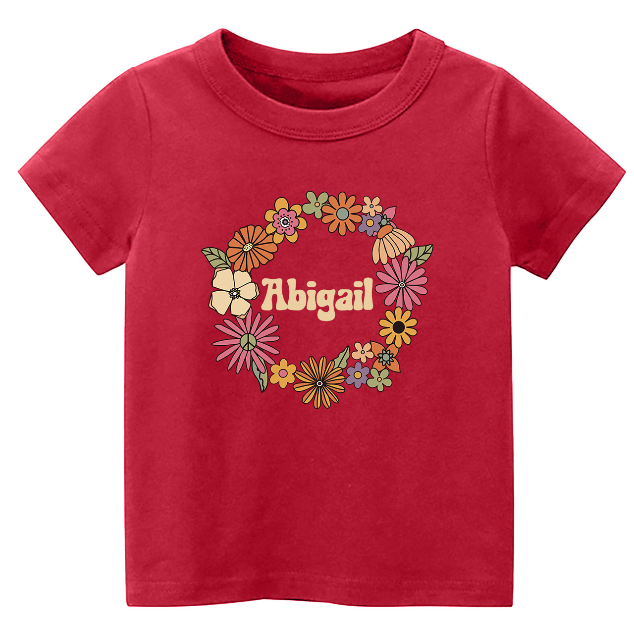 Girls Personalized Name In Floral Wreath Shirt