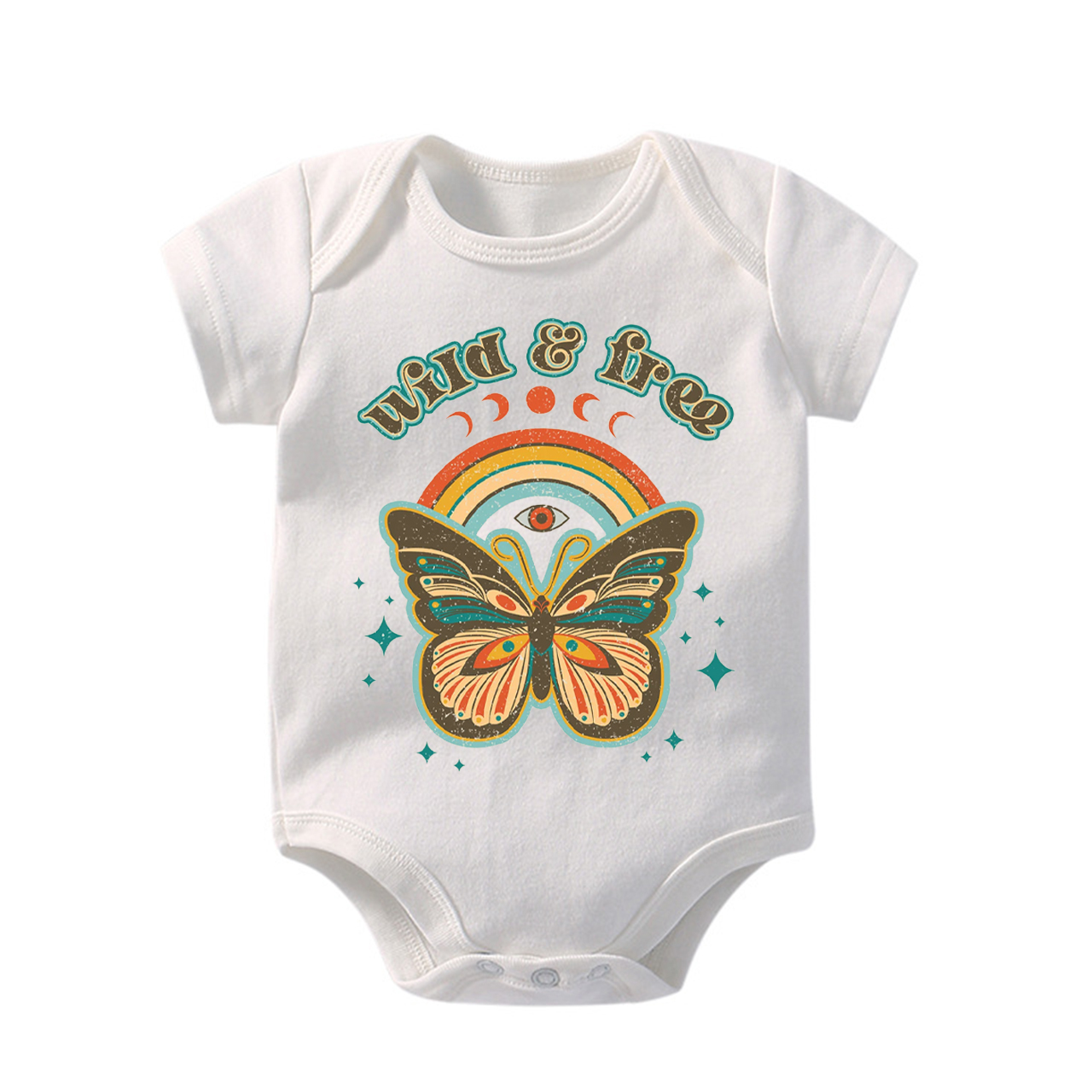 Retro Boho Wild And Free Baby Bodysuit