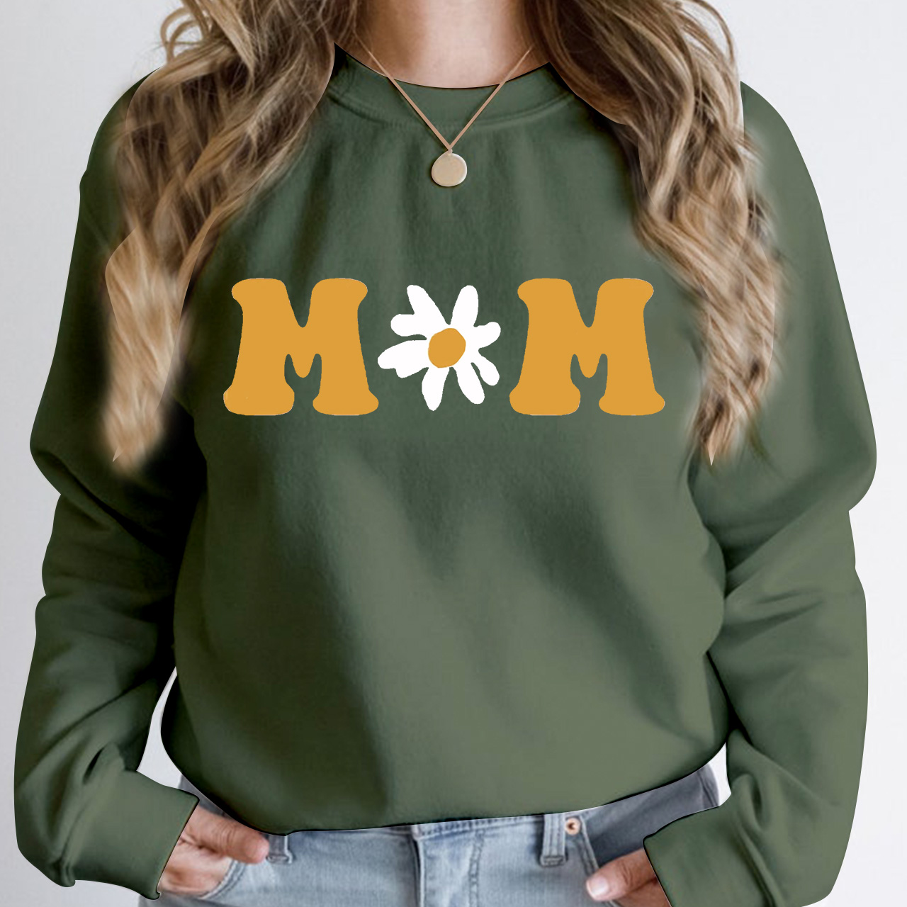 Boho Daisy Sweatshirt For Mama