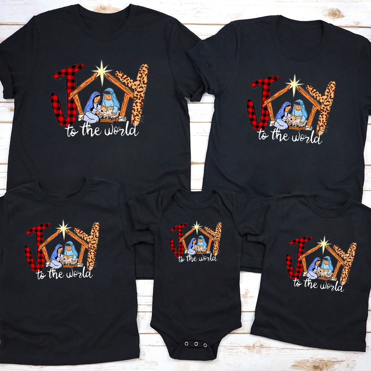 Joy to the World Christian Christmas Family Matching Shirt