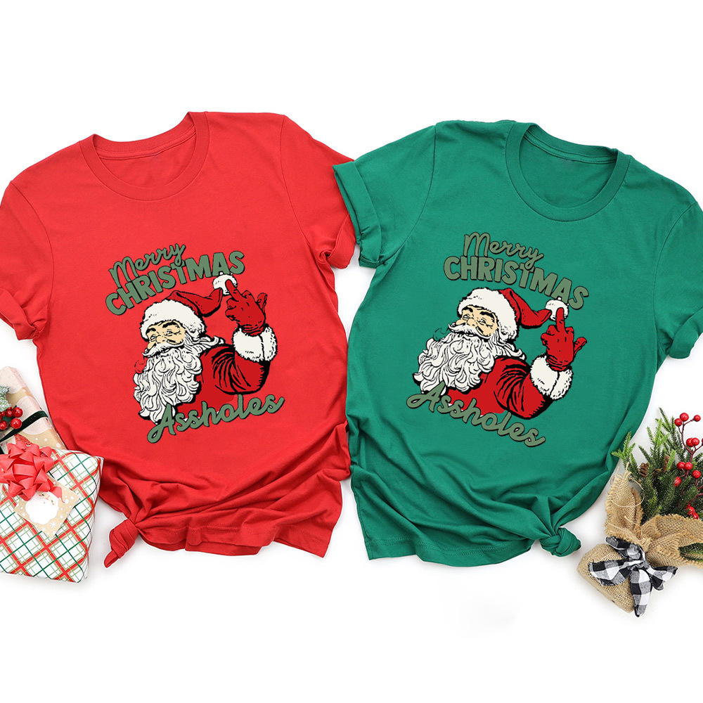 Santa Assholes Funny Christmas Family Matching Shirt