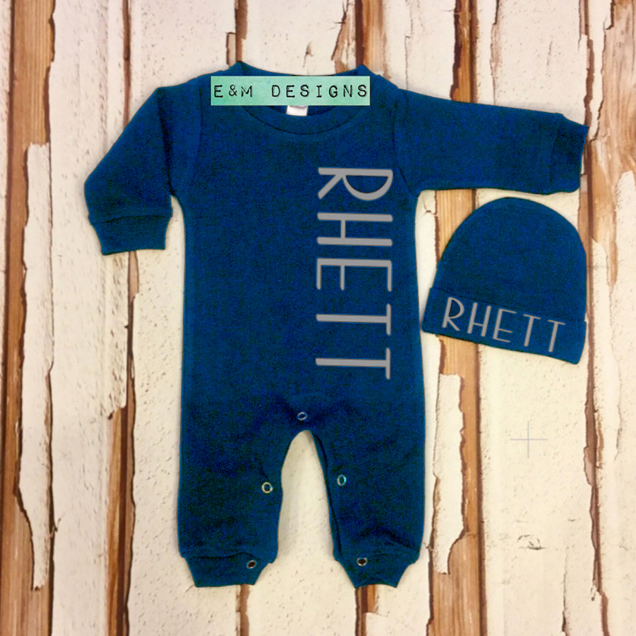 Baby Boy Coming Home Outfif Navy Romper Set