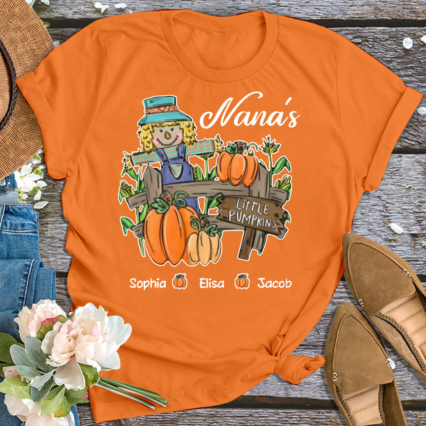 Scarecrow Thanksgiving Personalized Grandma Shirt 