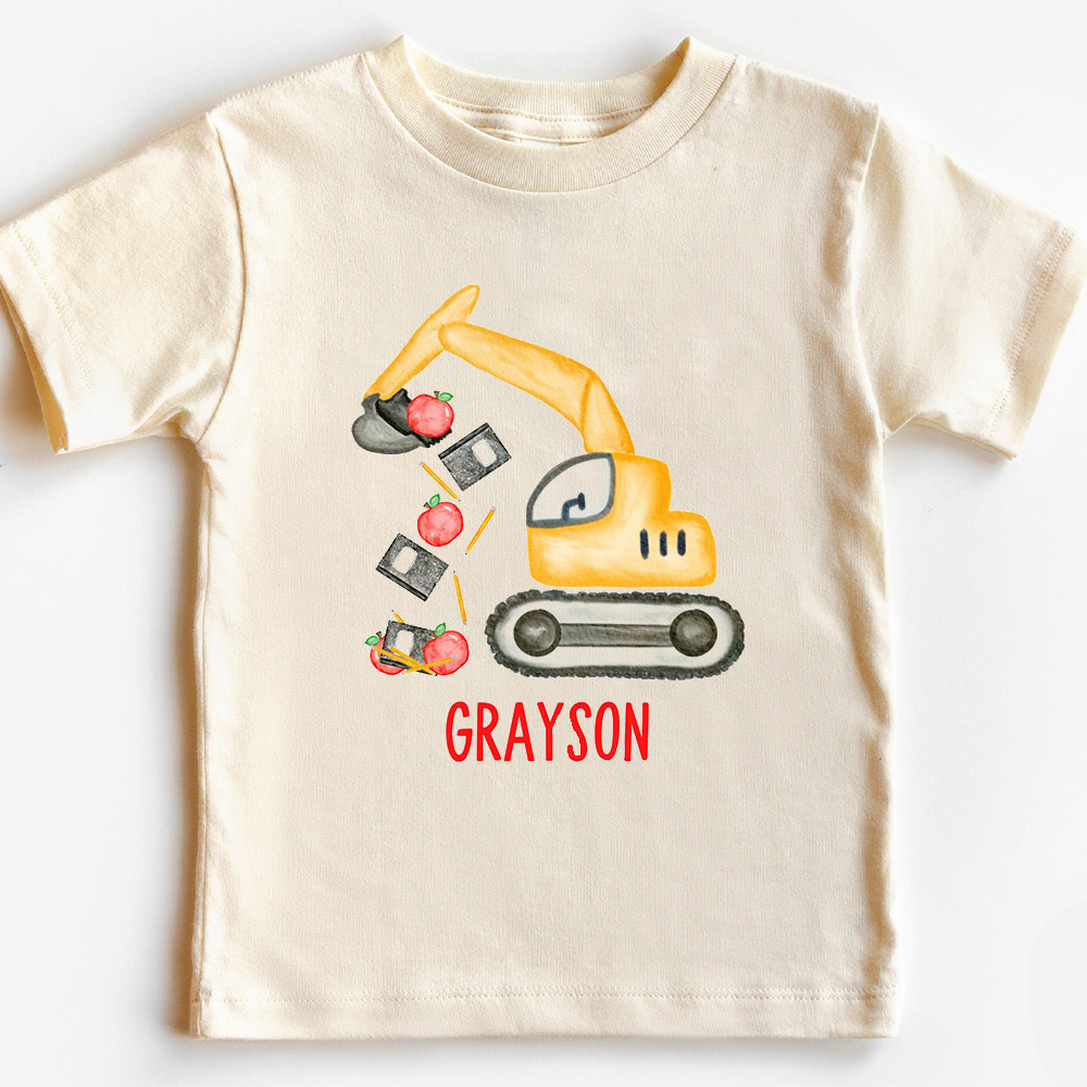 Personalized Name Back To School Tractor T-shirt