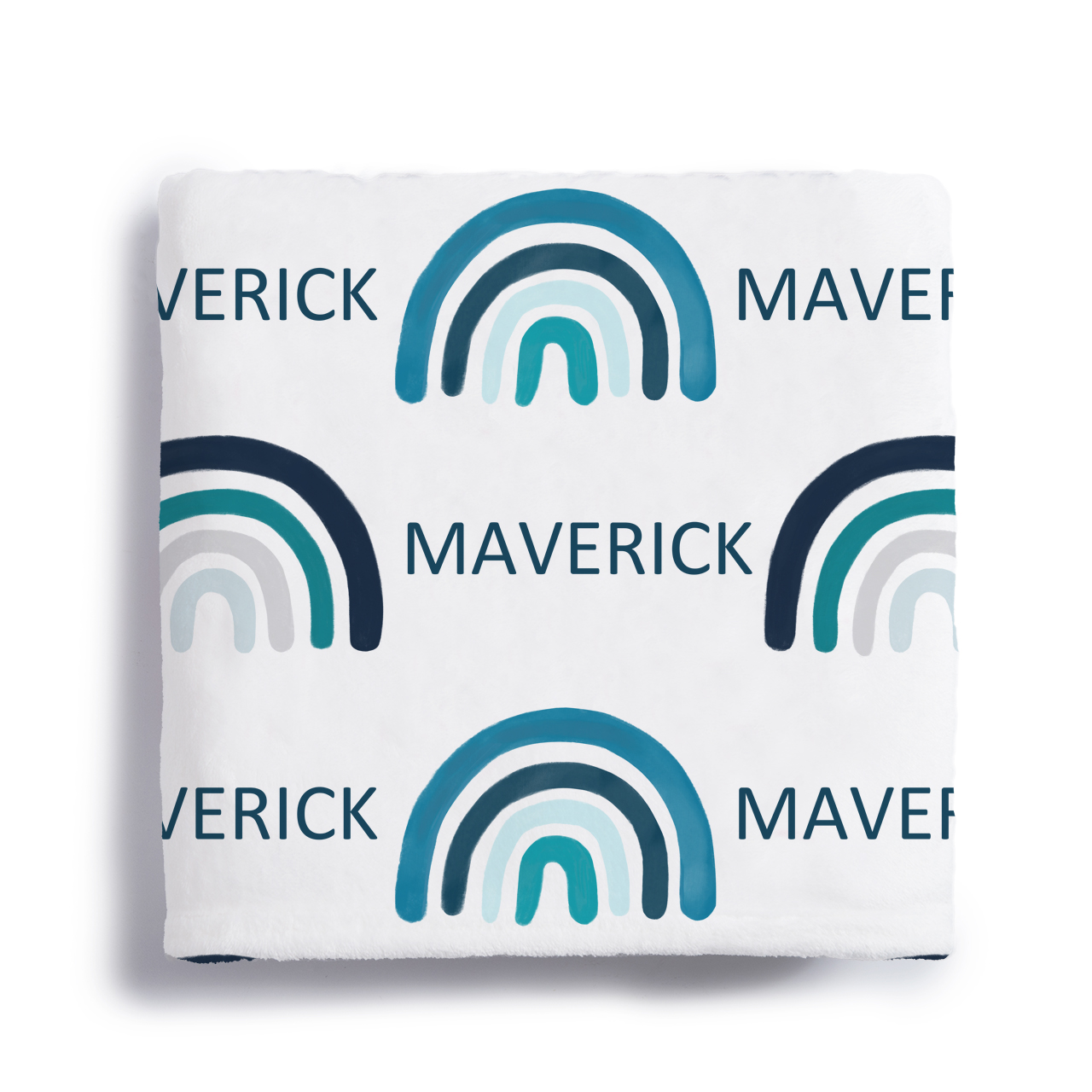 Blue Rainbow Personalized Baby Flannel Blanket