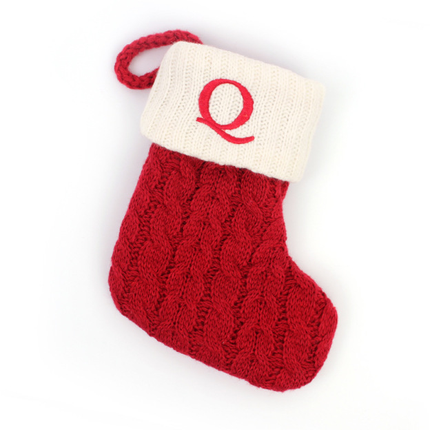 Christmas Socks Knitted Embroidered Alphabet Socks