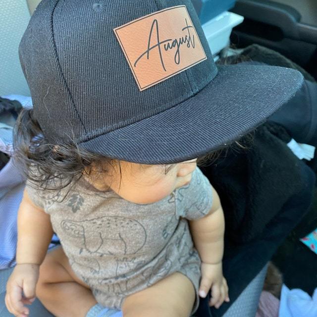Personalized Baby Snapback Hat (Vegan Leather Patch)