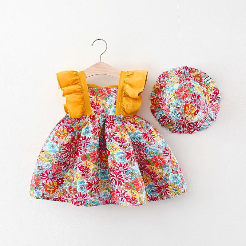 Baby Girl Summer Dress with Sun Hat
