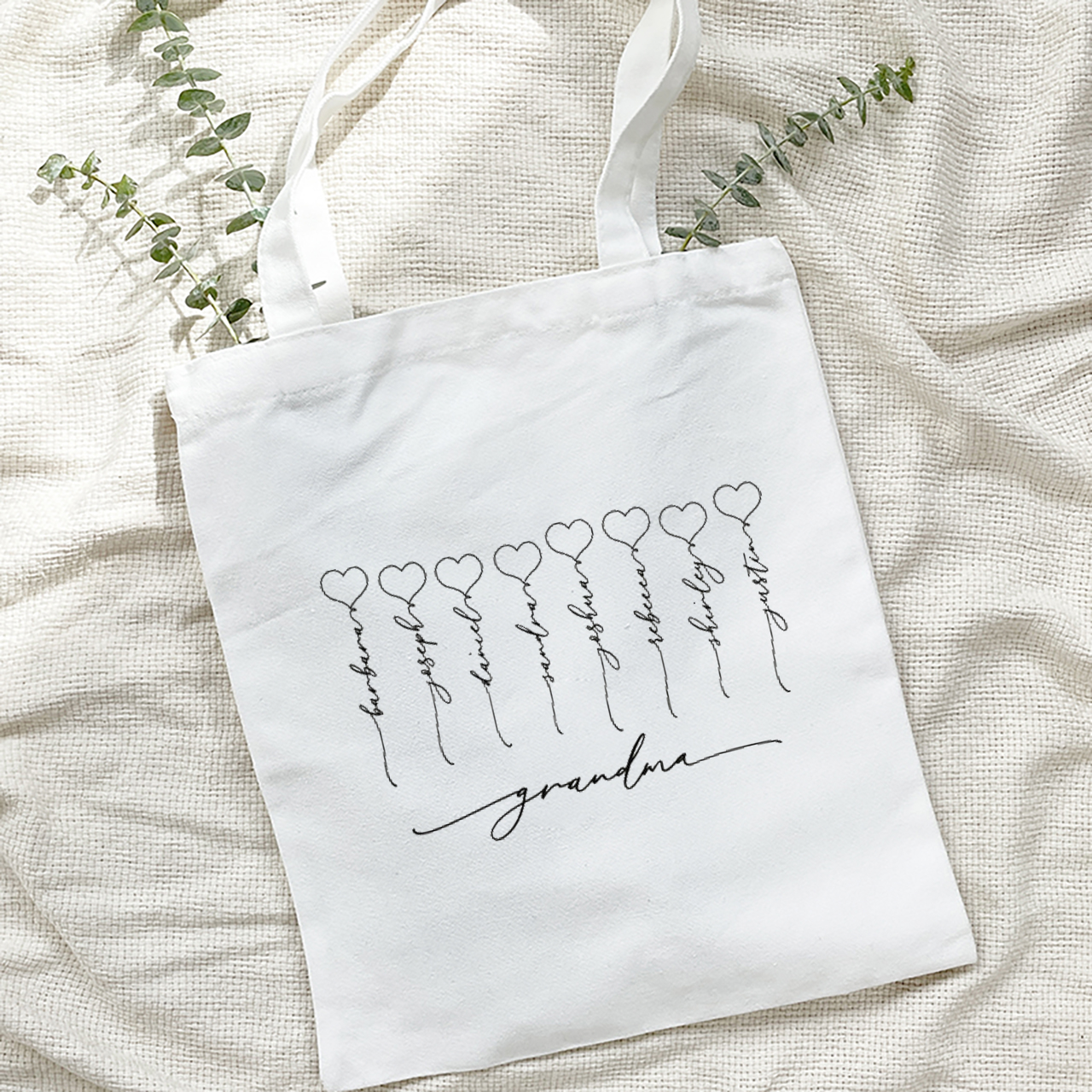Personalized Mother's Day Tote Bag (Hearts)
