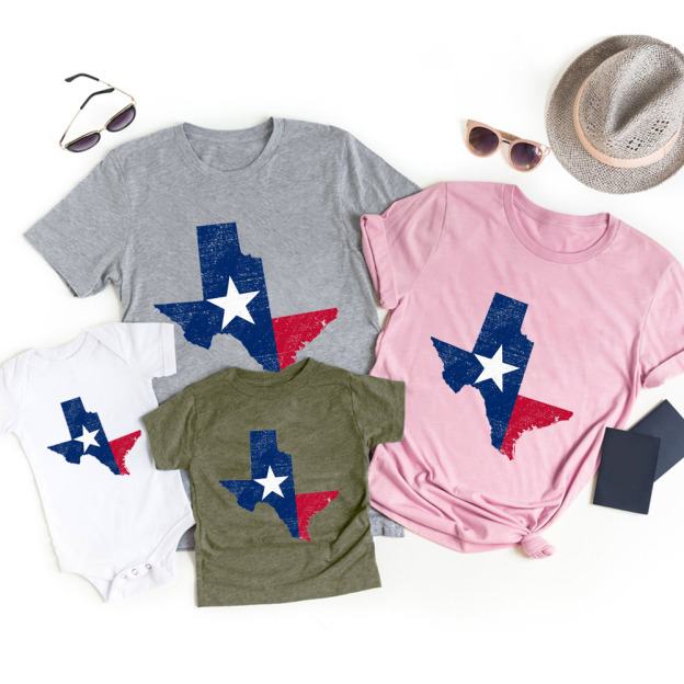 Texas State Star Flag Family Matching Shirts