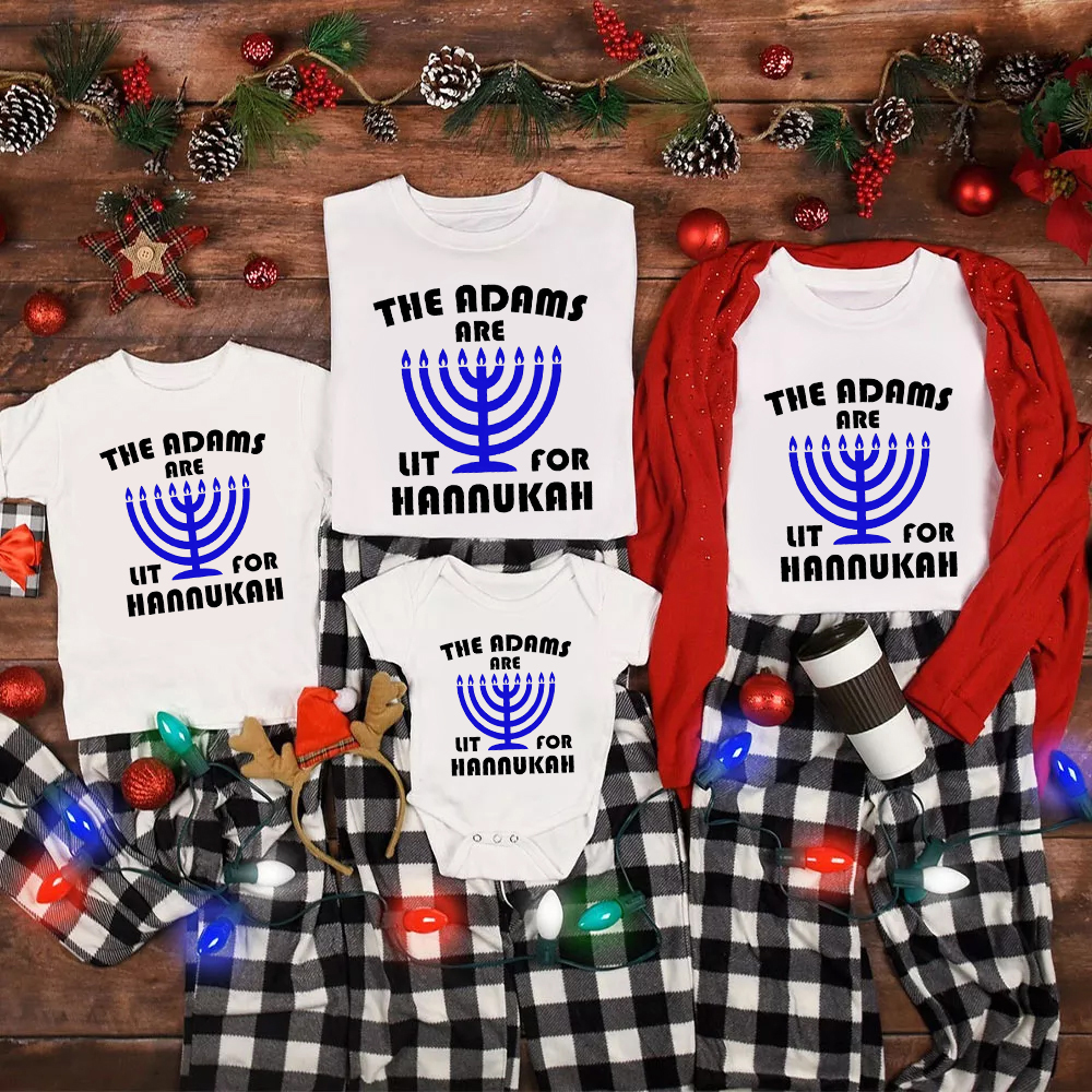 Blue Candles Hanukkah Family Matching Shirt