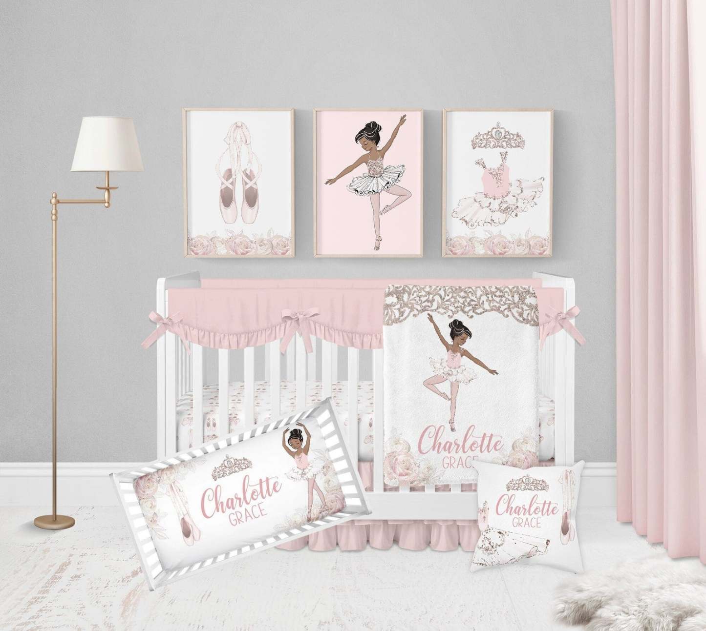 Personalized Ballerina Black Girl Flannel Blanket