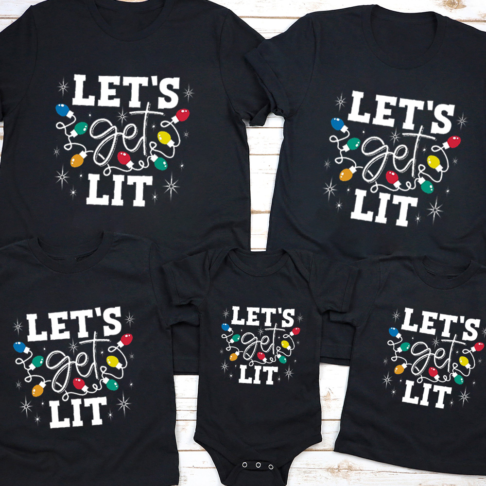 Let's Get Lit Christmas Family Shirt