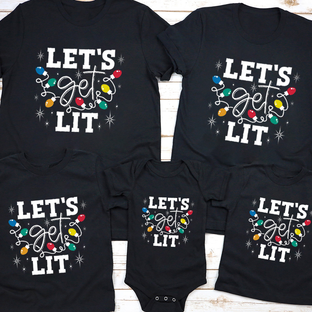 Let's Get Lit Christmas Family Shirt