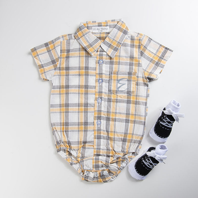 Personalized New Born Jumpsuit (Plaid Shirts)