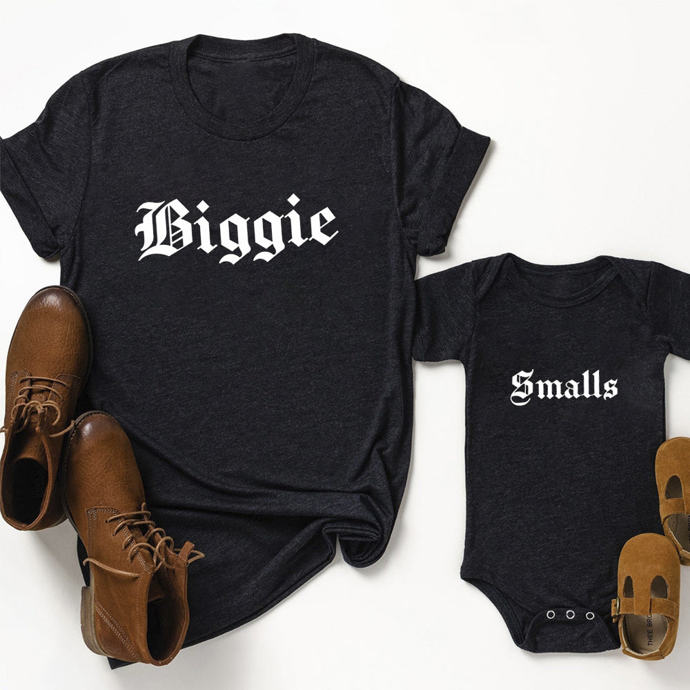 Matching First Father's Day Bodysuit & Shirts (Biggie&Smalls)