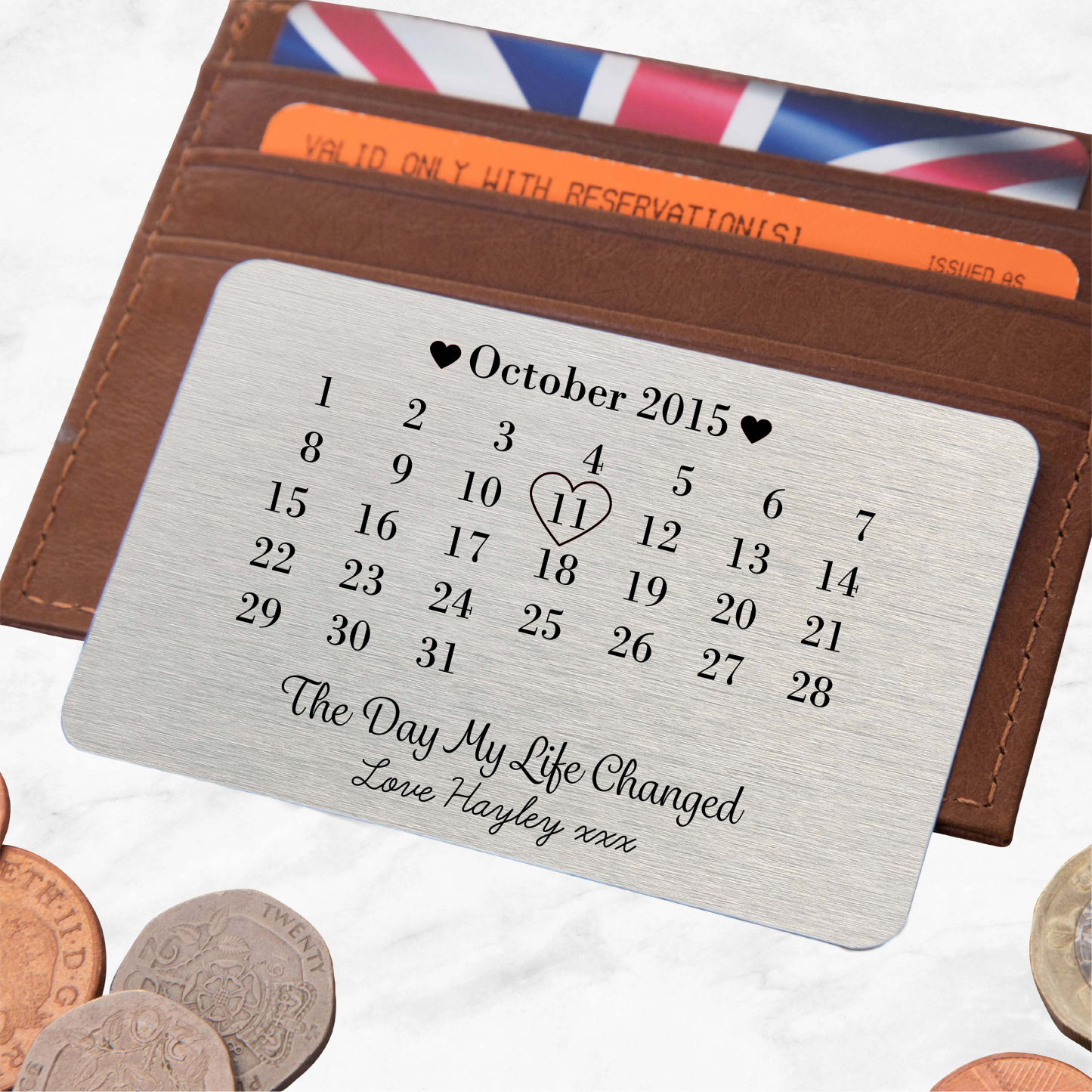 Personalized Day My Life Changed Date Metal Wallet Card