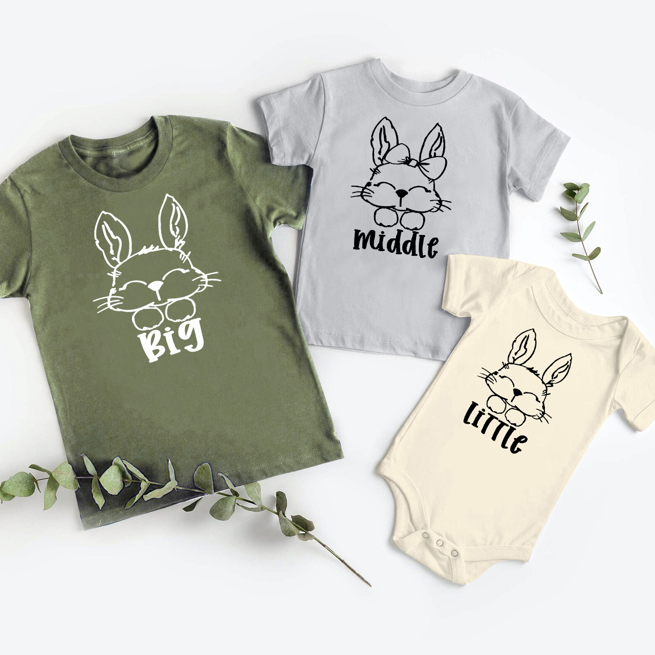 Bunny Personalized Siblings Family Matching Shirt