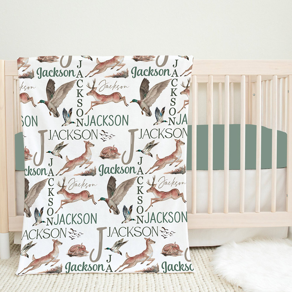  Personalized Hunting Baby Blankets,Mallard Duck Baby