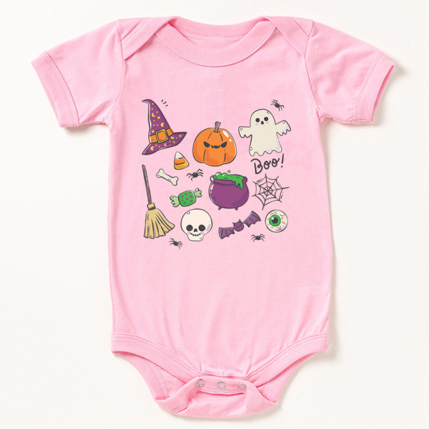 Pumpkin Witch Ghost Skull Baby Bodysuit
