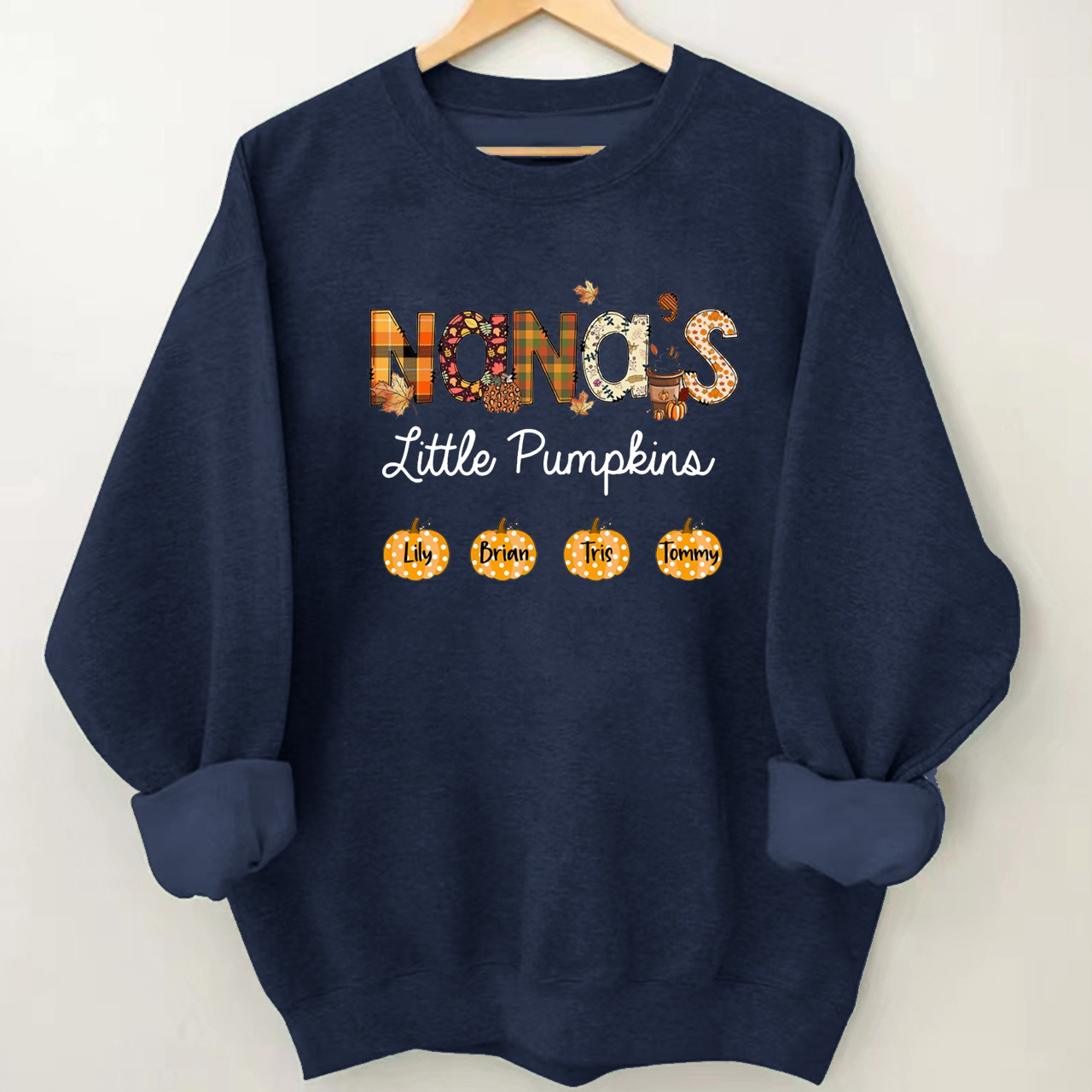 Personalized Fall Grandma Sweatshirt With Grandkids Names