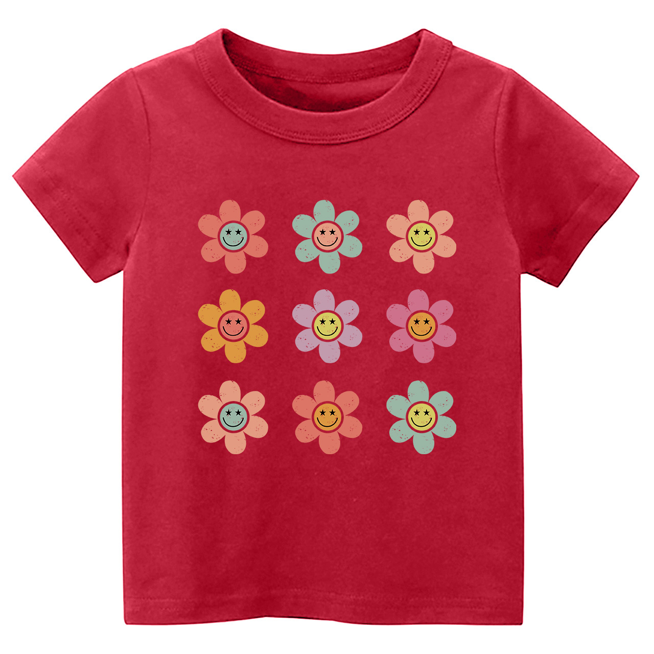 Happy Face Flowers Summer Kids T-Shirts
