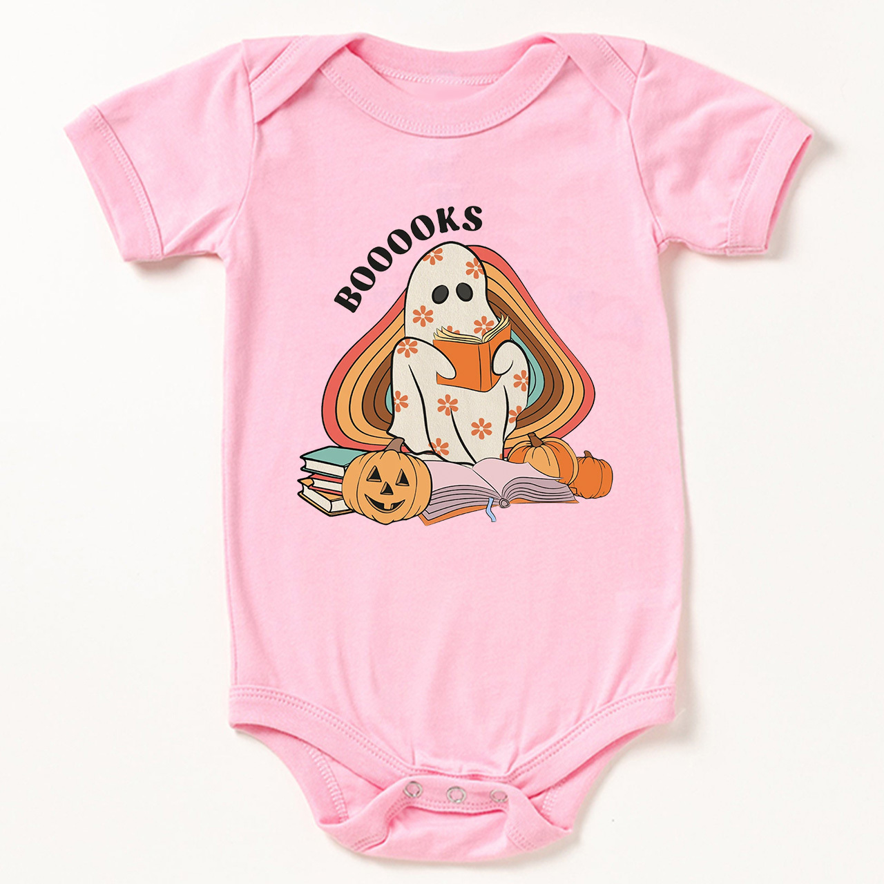Retro Books Ghost Halloween Baby Bodysuit